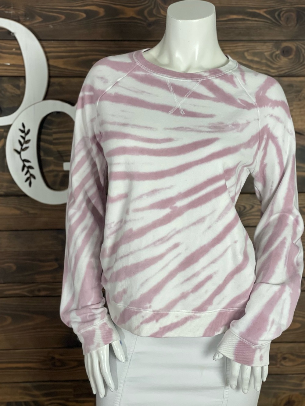 Lucky Brand | Tie-Dye Crewneck Sweatshirt - Dusty Rose Mauve Pink and White
